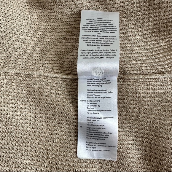 Olsen Long Open Tan Front Belted Sleeveless Cardigan size 12 - Picture 17 of 17